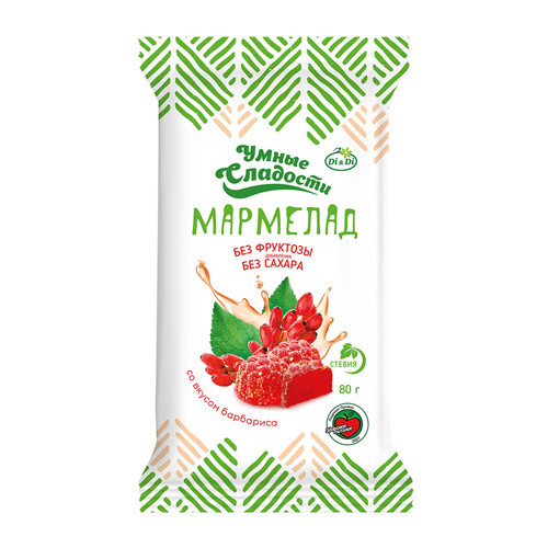 АКЦИЯ**Мармелад 80гр Умные сладости со вкусом Барбариса м/уп фото 1 — 65fit