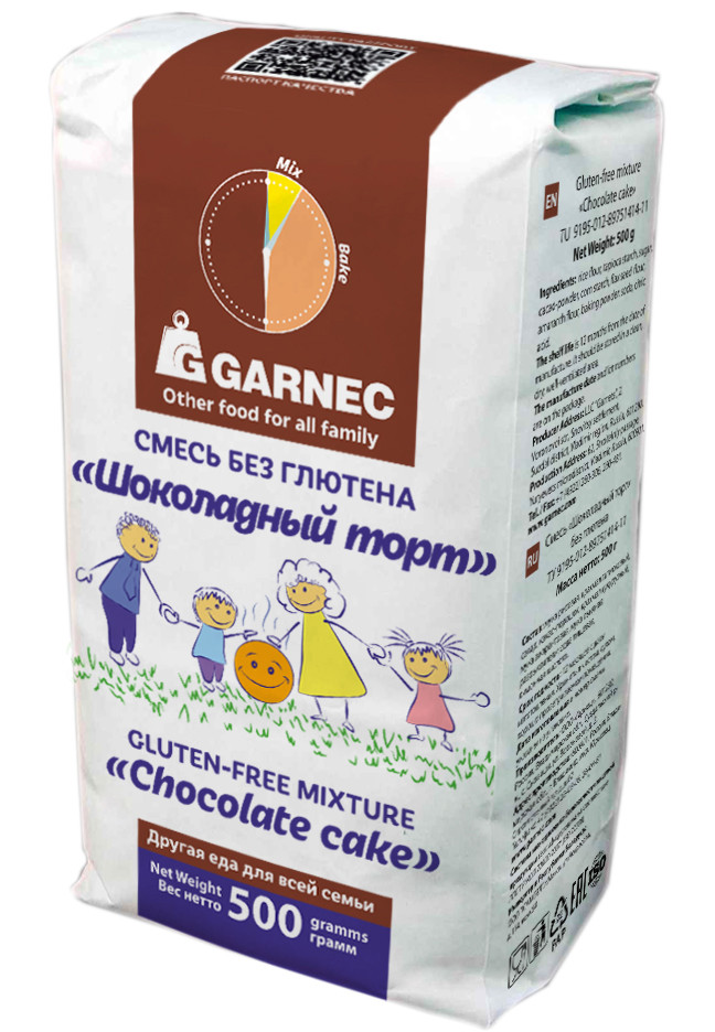 GARNEC Смесь без глютена «Шоколадный торт» 500г фото 1 — 65fit