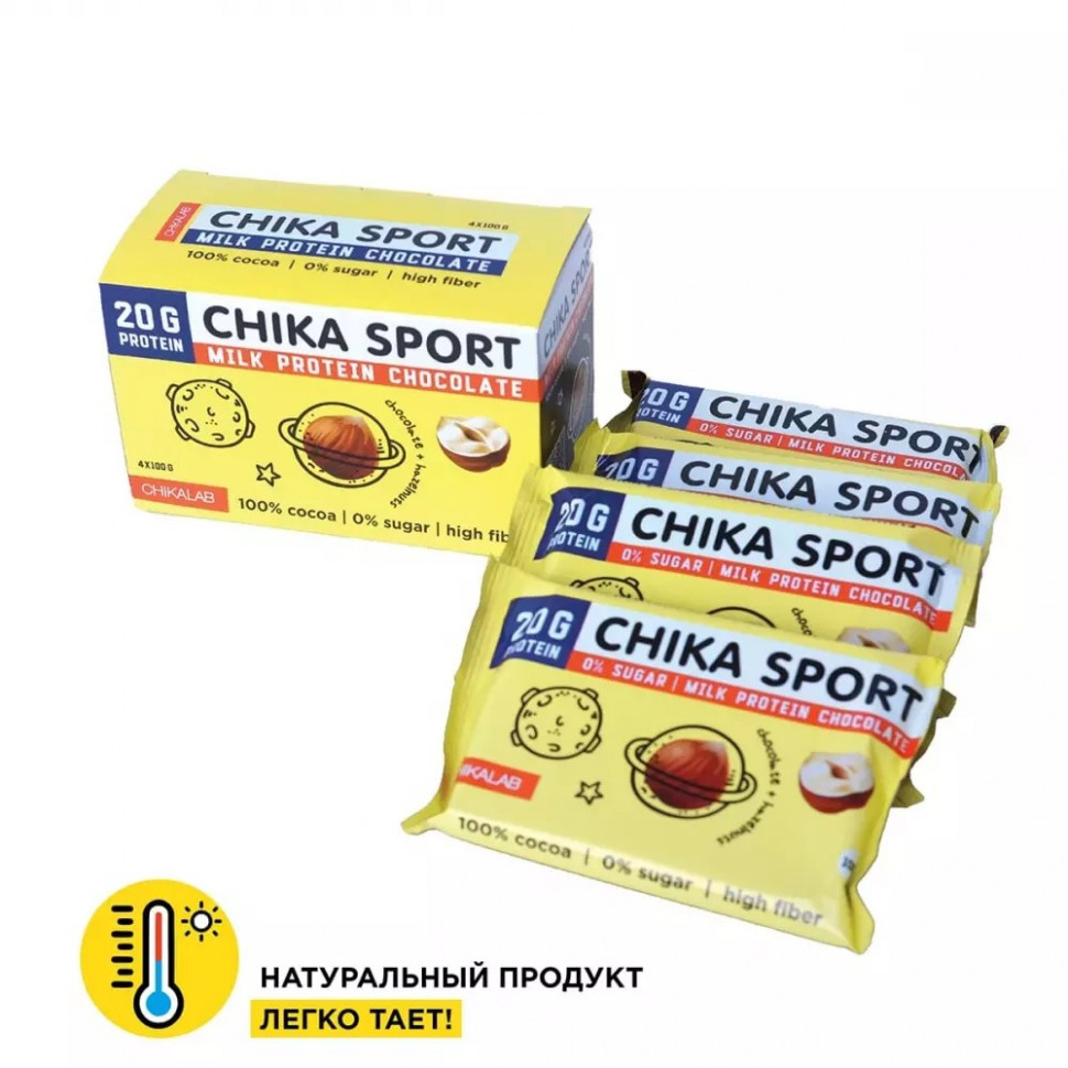 CHIKALAB Протеиновый шоколад Молочный с фундуком 100г фото 1 — 65fit
