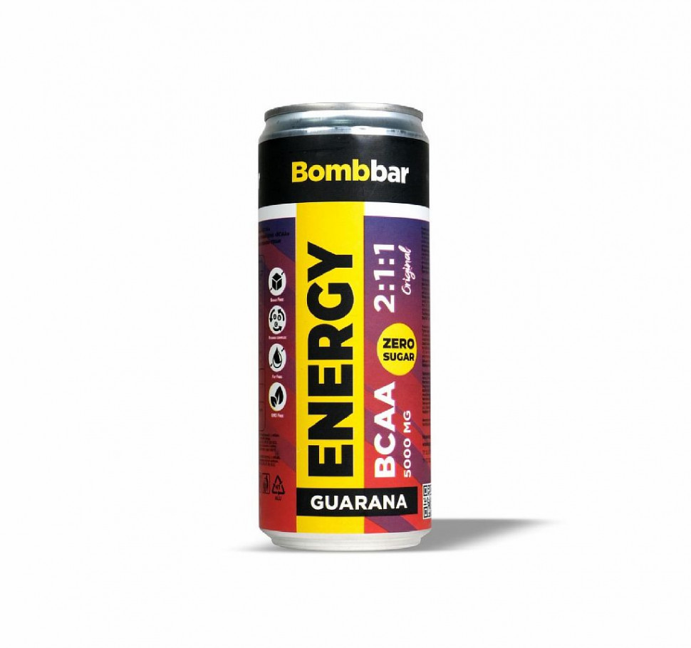 BOMBBAR Напиток б/а BCAA  Оригинальный ж/б 0,33л фото 1 — 65fit