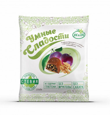 УМНЫЕ СЛАДОСТИ Конфеты чернослив с грецким орехом в глазури 210г — 65fit