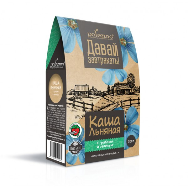 POLEZZNO Льняная каша "С грибами и зеленью" 300г фото 1 — 65fit