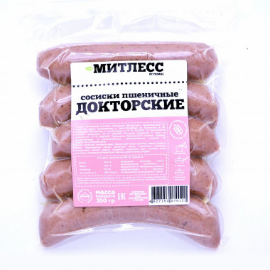 МИТЛЕСС Сосиски пшеничные &quot;Докторские&quot; 350г — 65fit