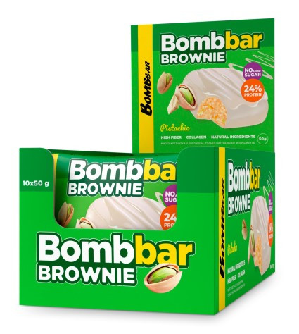 BOMBBAR Печенье глазированное "Брауни с фисташкой" 50г фото 1 — 65fit