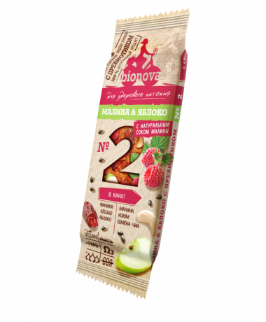 Bionova® Батончик №2 Малина &amp; Яблоко с пребиотиком 35г — 65fit
