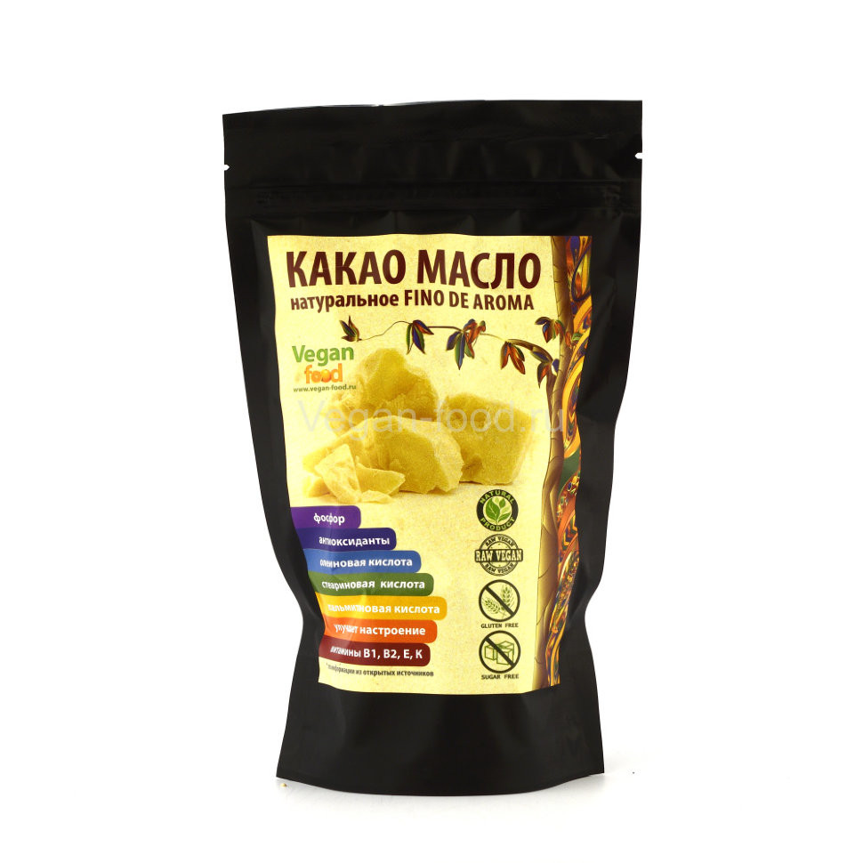 VEGAN FOOD Какао-масло натуральное 100% (черн. пачка) 500г фото 1 — 65fit
