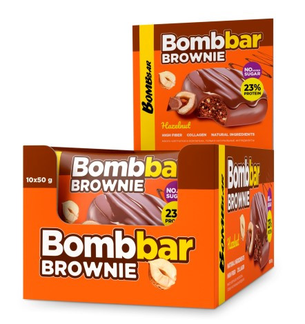 BOMBBAR Печенье глазированное "Брауни с фундуком" 50г фото 1 — 65fit