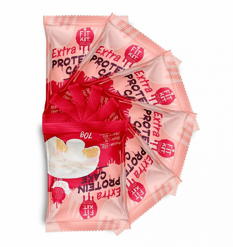 #FIT KIT EXTRA Protein Cake Малина-йогурт 70г/24 фото 1 — 65fit