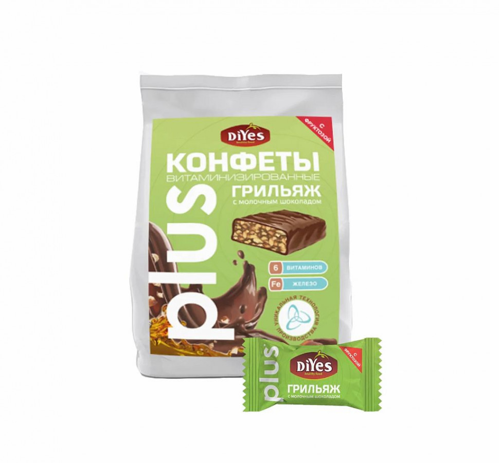 DiYes Конфеты Грильяж с мол. шок. с витаминами 200г фото 1 — 65fit