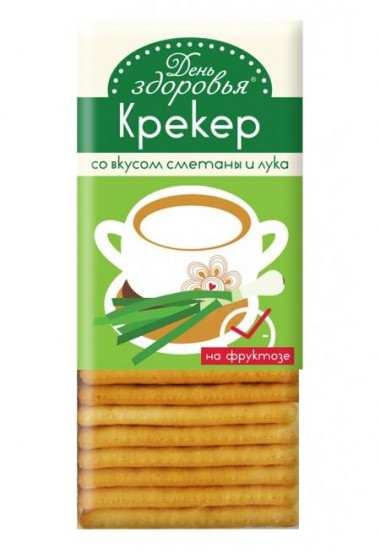 Печенье крекер зеленый лук и сметана на фруктозе 125гр, День здоровья — 65fit