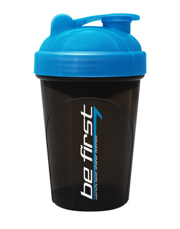 Спортивный шейкер черно-синий 500мл, BE FIRST — 65fit