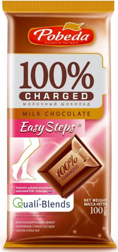 Шоколад молочный Чаржед Изи степс 100г, Победа вкуса — 65fit