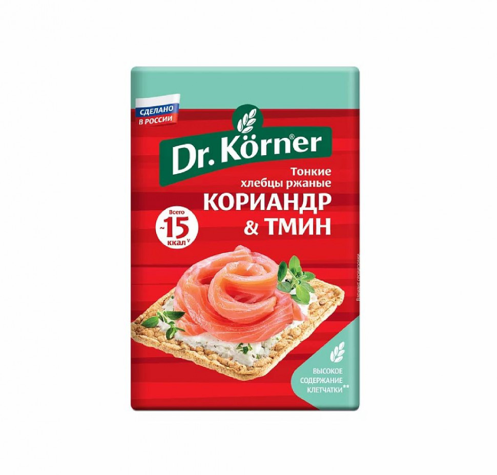 DR.KORNER Хлебцы "Ржаные" кориандр и тмин 100г фото 1 — 65fit