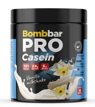 BOMBBAR Концентрат сухой для приготовл. напитка. Коктейль казеиновый &quot;Ванильный милкшейк&quot; 450г — 65fit