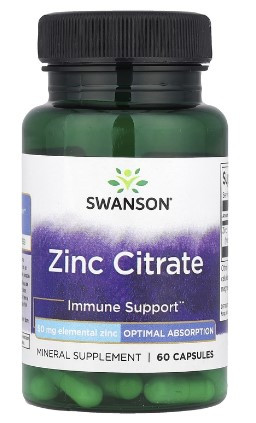 #SWANSON Zinc Citrate (50 mg Elemental) 60 caps — 65fit