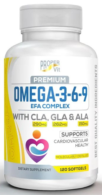 #PROPER VIT Premium Omega-3-6-9 EFA & CLA GLA&ALA complex 120softgels фото 1 — 65fit