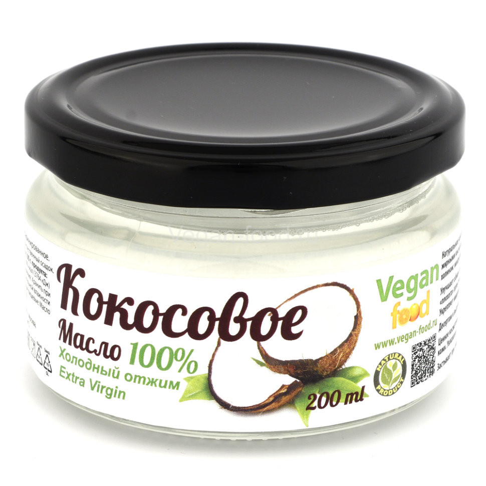 VEGAN FOOD Масло кокосовое нераф. Extra Virgin 200г фото 1 — 65fit