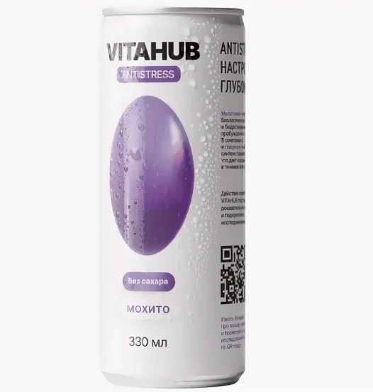 Vitahub Antistress Напиток безалкогольный тонизирующий газированный со вкусом мохито 0,33л фото 1 — 65fit