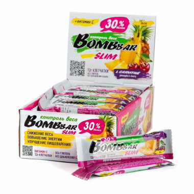 BOMBBAR SLIM Батончик неглазированный &quot;Ананас-вишня&quot; 35г — 65fit