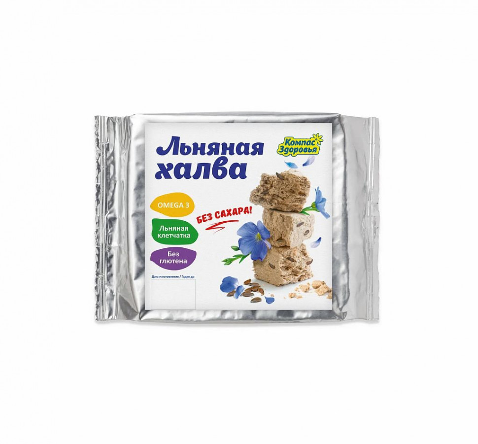 КОМПАС ЗДОРОВЬЯ Льняная халва на фруктозе 250г/30 фото 1 — 65fit