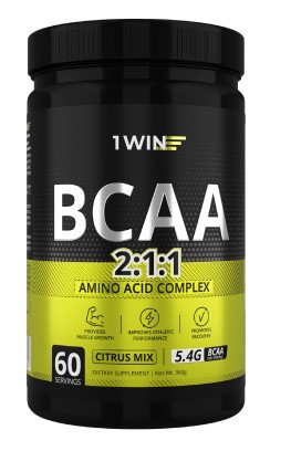 1WIN BCAA 2:1:1., Цитрусовый микс. Банка 360г. 60 порц., бад фото 1 — 65fit
