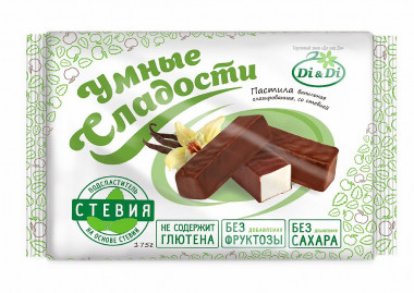 УМНЫЕ СЛАДОСТИ Пастила со стевией глазированная ваниль 175г — 65fit