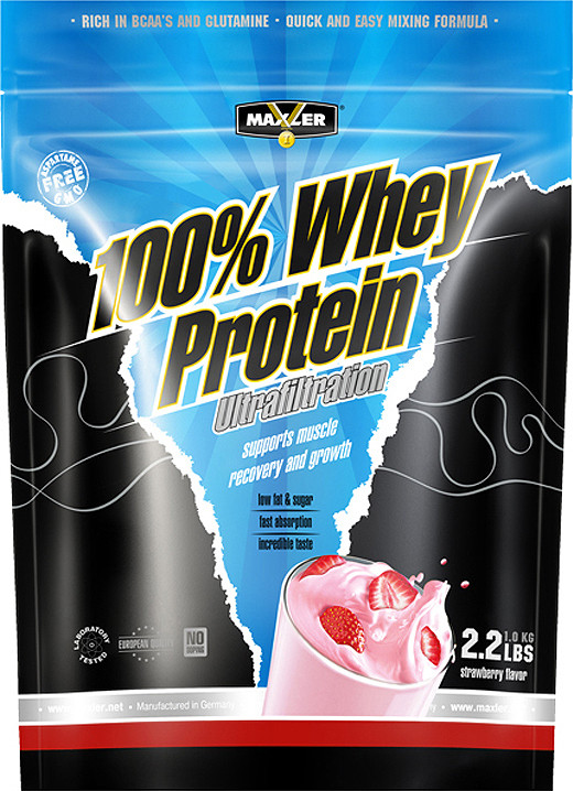100% Whey Protein Ultrafiltration Strawberry 1000g, Maxler фото 1 — 65fit