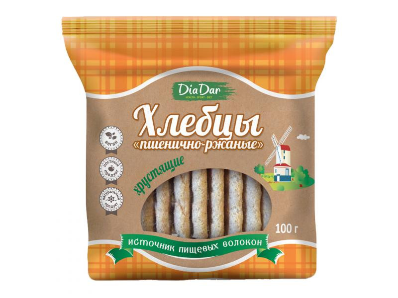 ДИАДАР Хлебцы хрустящие Пшенично-ржаные 100г фото 1 — 65fit