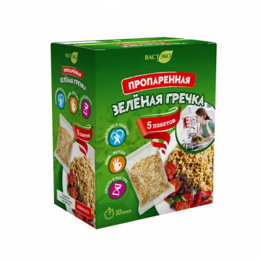ВАСТЭКО Зеленая гречка пропареная 5 пакетиков*70г — 65fit