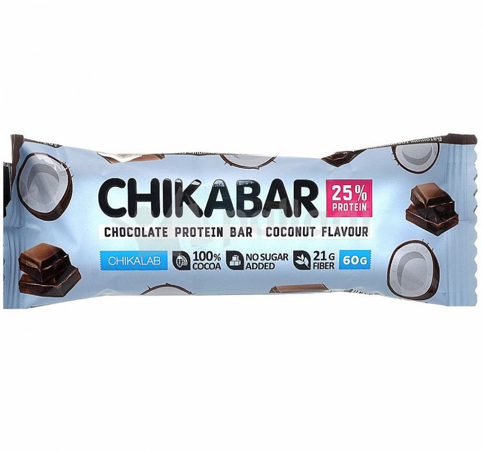 АКЦИЯ**CHIKALAB Chikabar Батончик глазированный "Кокос" 60г/20 фото 1 — 65fit