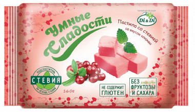 УМНЫЕ СЛАДОСТИ Пастила со стевией клюква 160г — 65fit