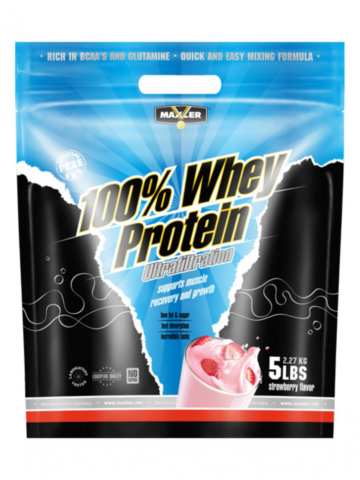 100% Whey Protein Ultrafiltration Strawberry 2270g, Maxler фото 1 — 65fit
