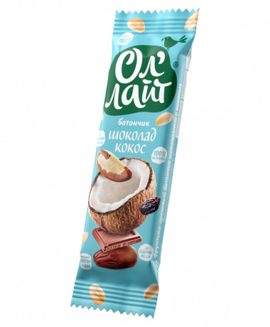 Ол'Лайт® Батончик фруктово-ореховый Шоколад &amp; Кокос 30г — 65fit