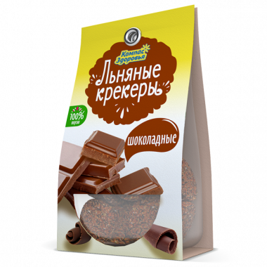Крекер льняной с шоколадными каплями 50гр, Компас здоровья — 65fit