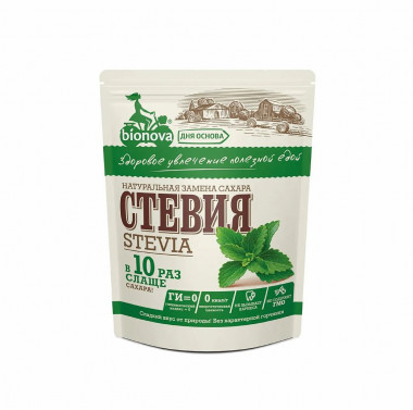 Bionova® КПД Столовый подсластитель СТЕВИЯ в 10раз слаще 200гр — 65fit