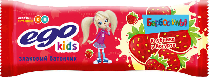 EGO KIDS Батончик мюсли БАД "Клубника с железом и витам-ми в йогурт.глазури" 25 г фото 1 — 65fit
