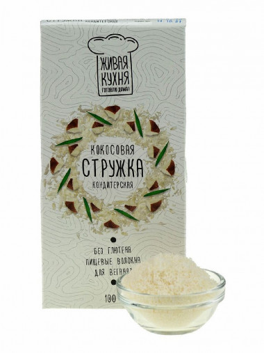 ЖИВАЯ КУХНЯ Кокосовая стружка кондитерская 100г &mdash; 65fit
