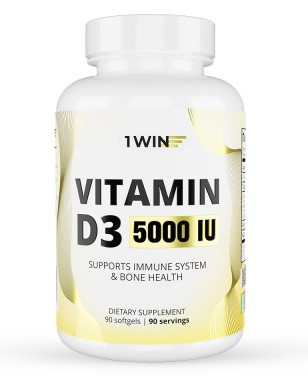 1WIN Витамин D3 5000 ME, 90 капсул, пд фото 1 — 65fit