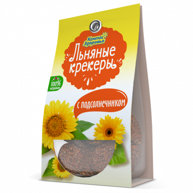Крекер льняной с подсолнечником 50гр, Компас здоровья — 65fit