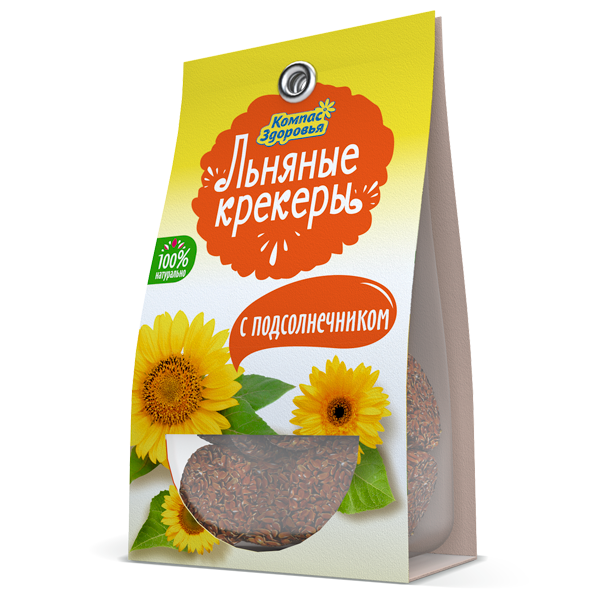 Крекер льняной с подсолнечником 50гр, Компас здоровья фото 1 — 65fit