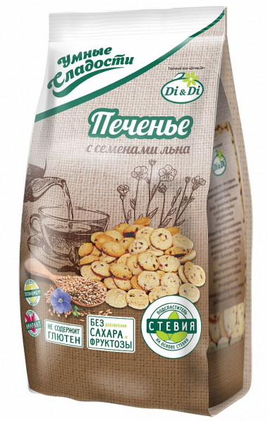 УМНЫЕ СЛАДОСТИ Печенье с семенами льна 160г — 65fit