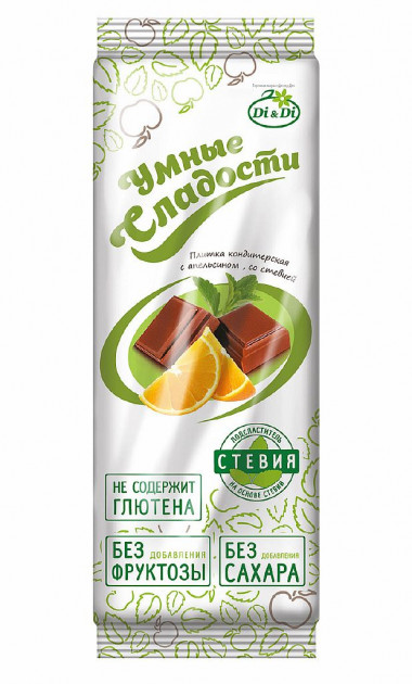 УМНЫЕ СЛАДОСТИ Плитка кондитерская с апельсином 90г — 65fit