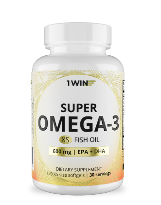 1WIN Omega-3 - 30%, XS 600 мг , 120 капсул, бад — 65fit