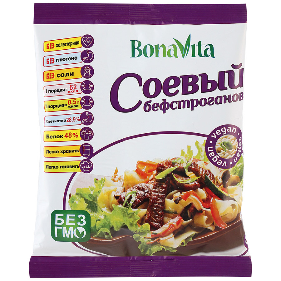 BONA VITA Соевое мясо Бефстроганов 80г фото 1 — 65fit