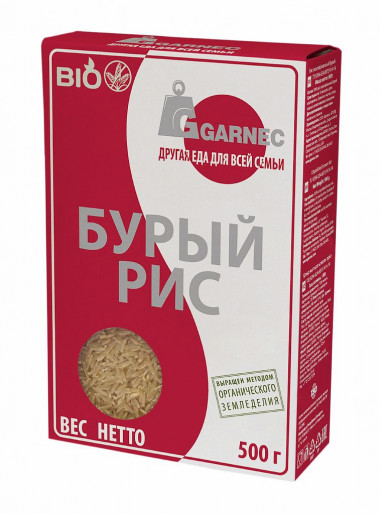 GARNEC Рис Бурый органический нешлифованный БИО 500г — 65fit