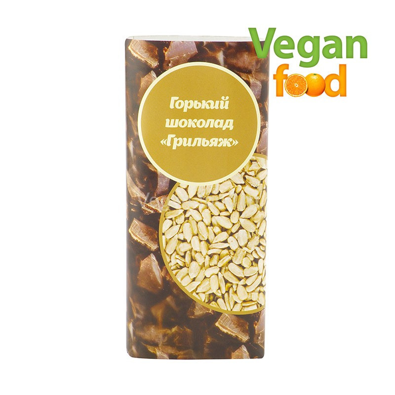 Горький шоколад Грильяж 50гр, Vegan Food фото 1 — 65fit