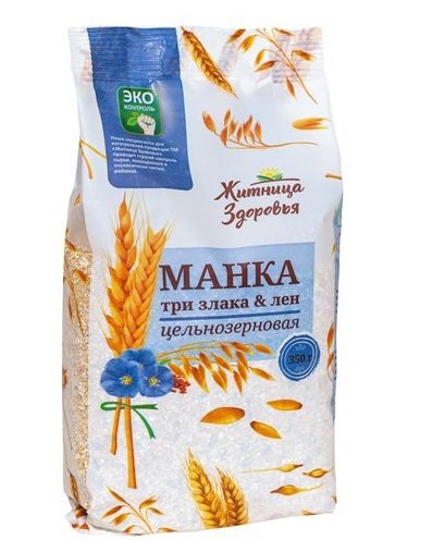 ЖИТНИЦА ЗДОРОВЬЯ Манка из трёх злаков со льном 350г фото 1 — 65fit