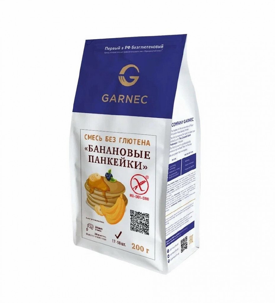 GARNEC Смесь для выпечки без глютена «Банановые панкейки» 200г фото 1 — 65fit