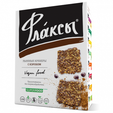 Флаксы с кэробом 120гр, Компас здоровья — 65fit
