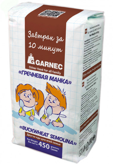GARNEC Крупка гречневая &quot;Гречневая манка&quot; без глютена 450г — 65fit